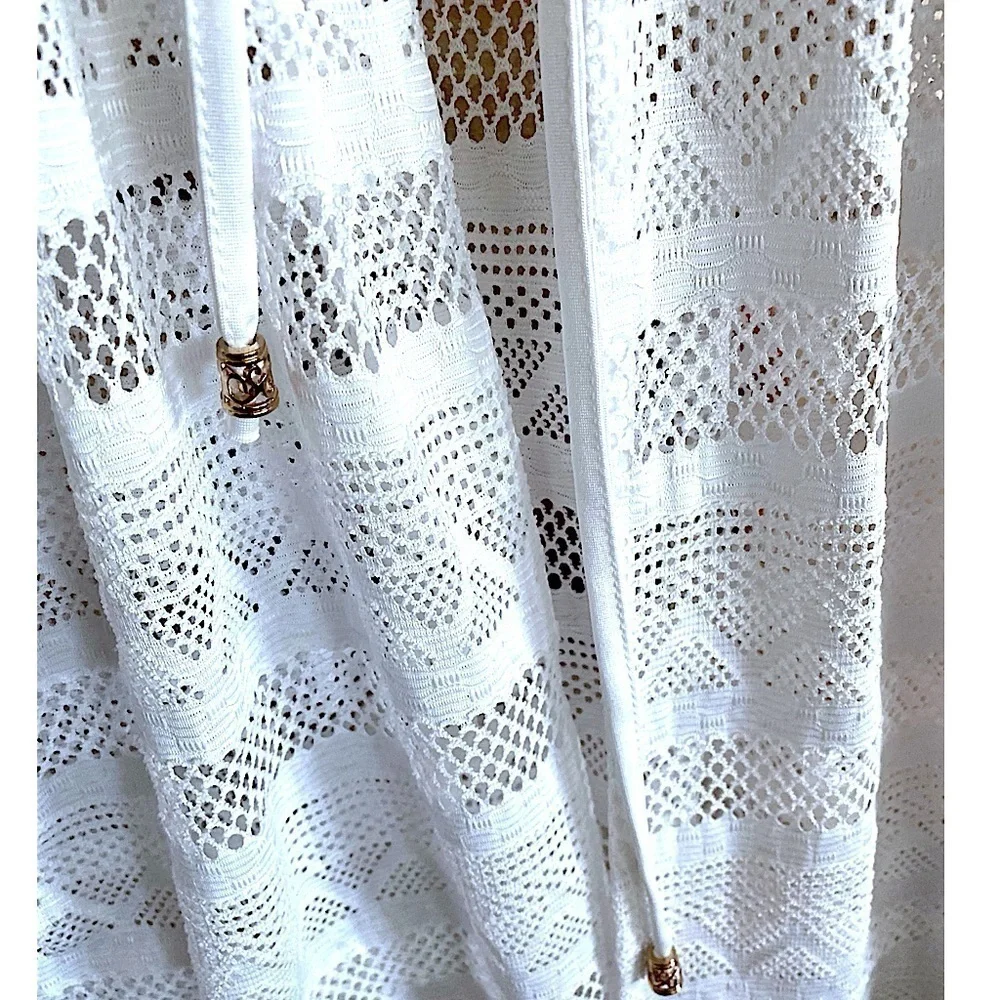 CLUB Z COLLECTION Crochet Beach Dress Coverup White Woman’s Plus Size 1X New